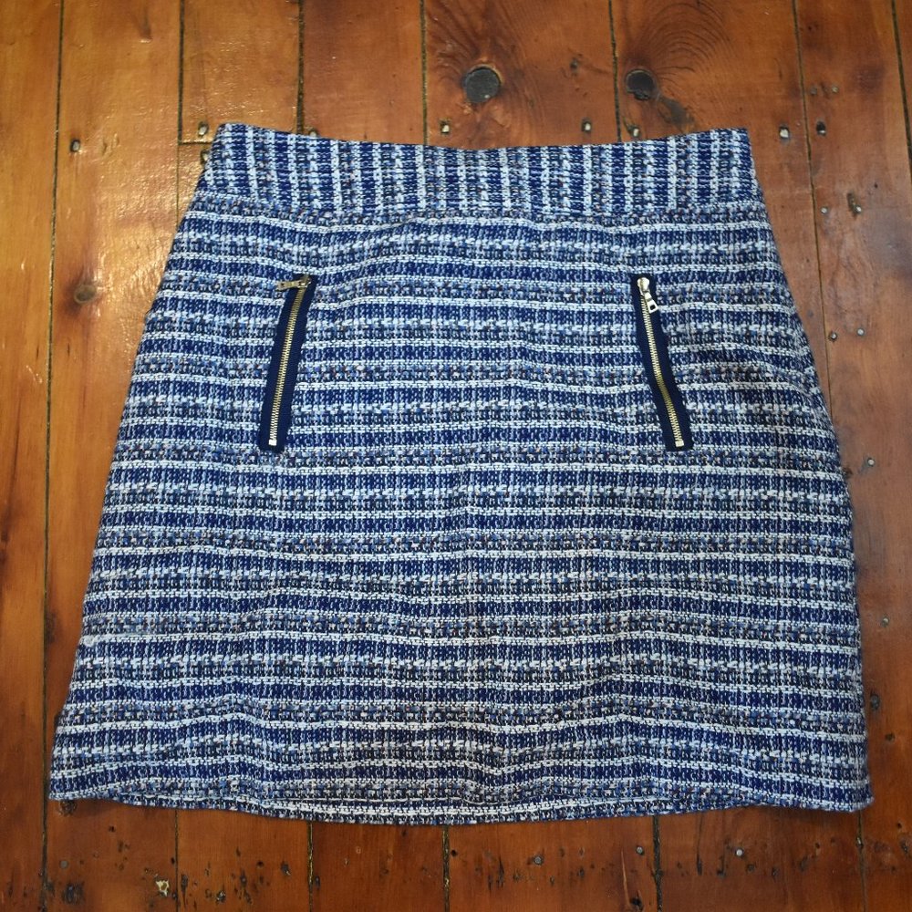 Loft Petite Tweed Zip Pocket Shift Skirt